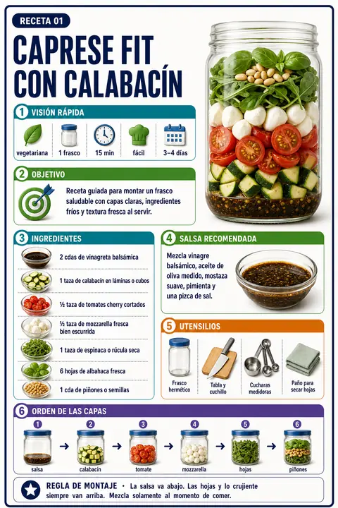 Página del recetario — receta: Caprese Fit con Calabacín — visión general