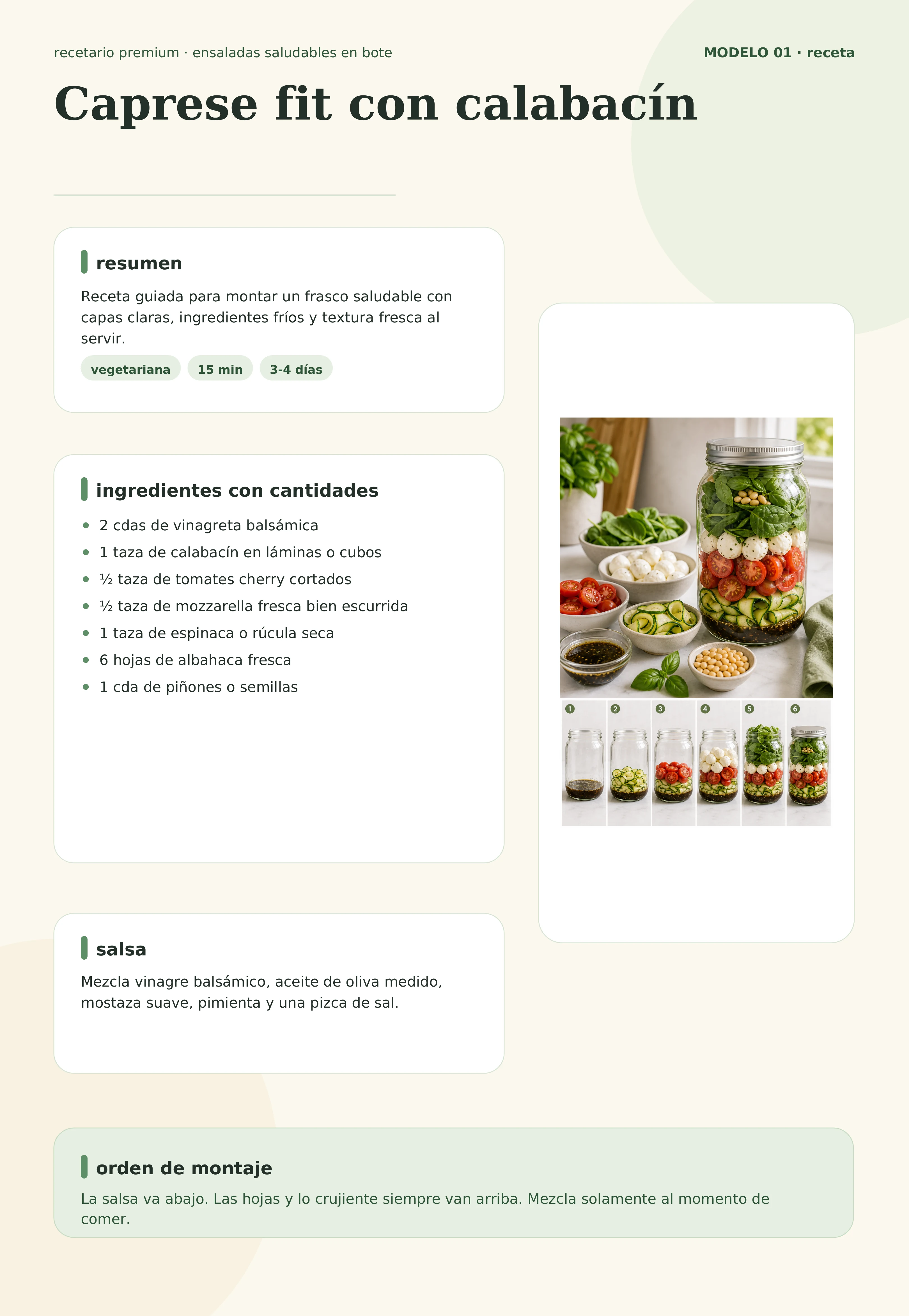 Caprese fit con calabacín — ingredientes, foto y orden de capas
