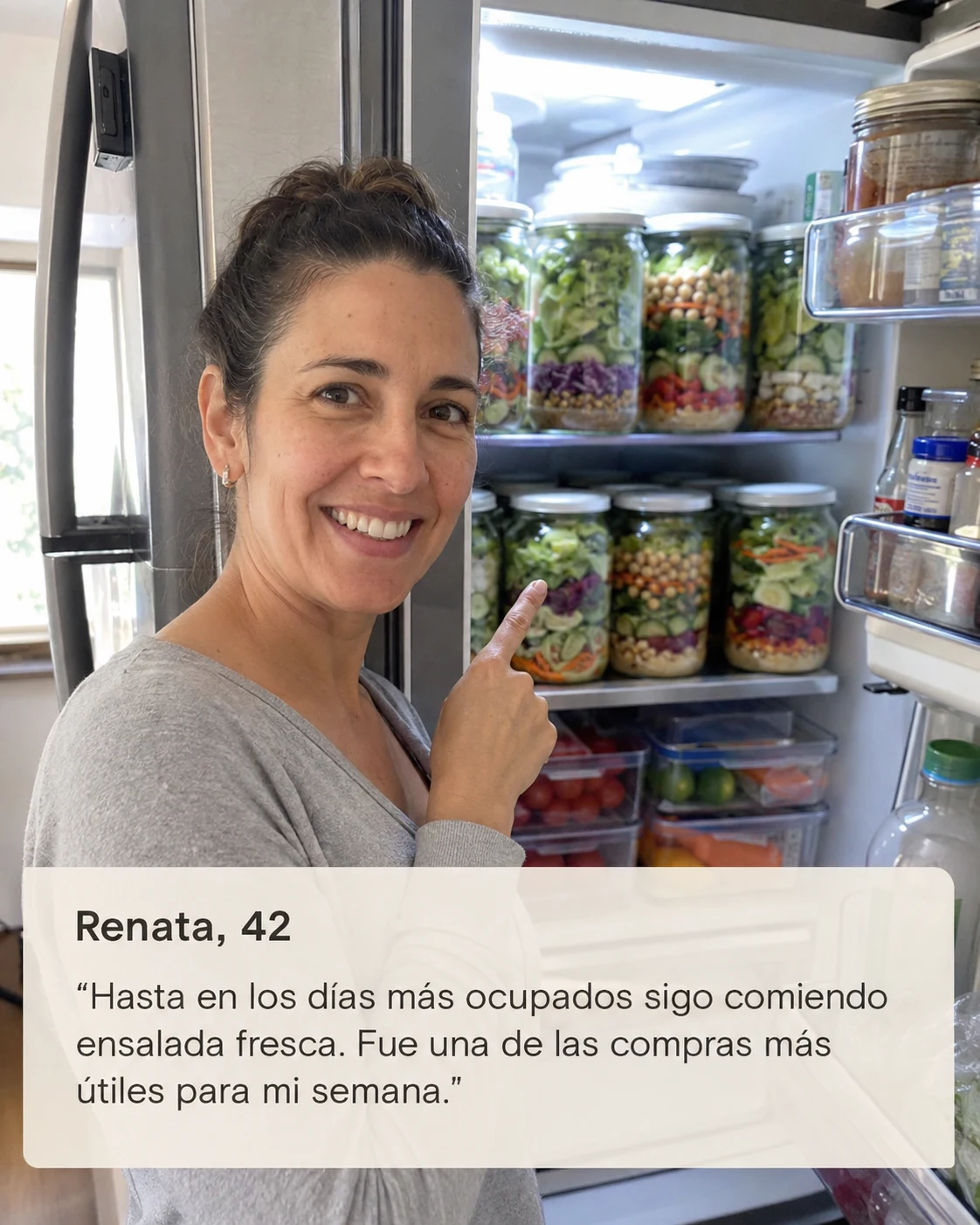 Renata, 42 — Hasta en los días más ocupados sigo comiendo ensalada fresca