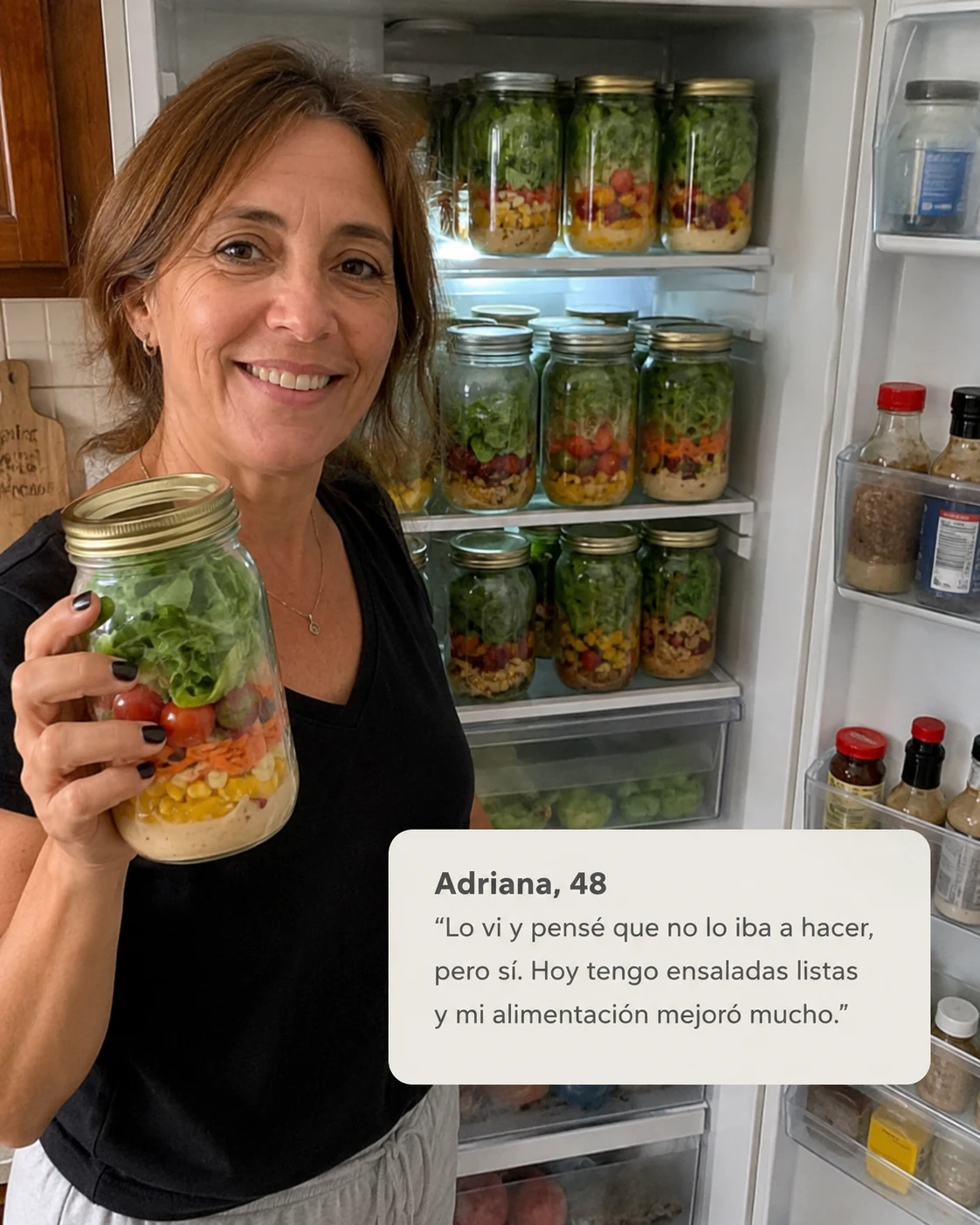 Adriana, 48 — Hoy tengo ensaladas listas y mi alimentación mejoró mucho