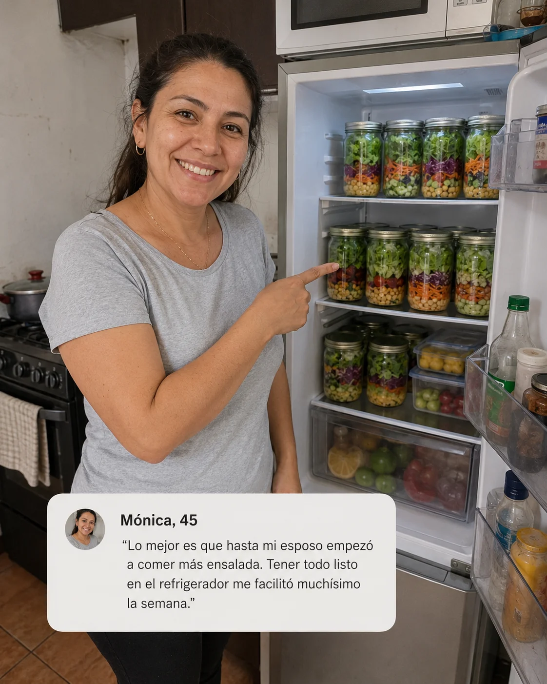 Mónica, 45 — Tener todo listo en el refrigerador me facilitó muchísimo la semana